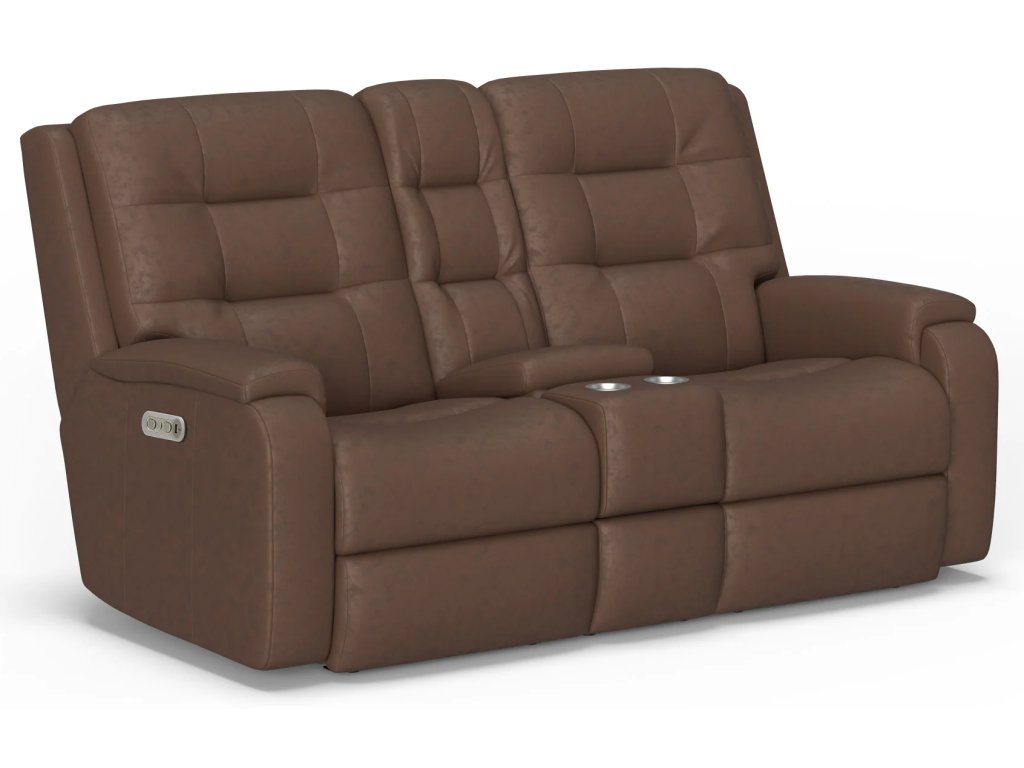Arlo Leather Power Reclining Loveseat with Console & Power Headrests - image 3