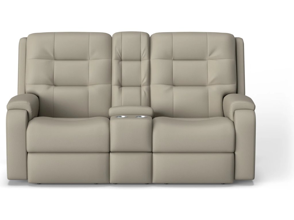 Arlo Leather Power Reclining Loveseat with Console & Power Headrests - image 4