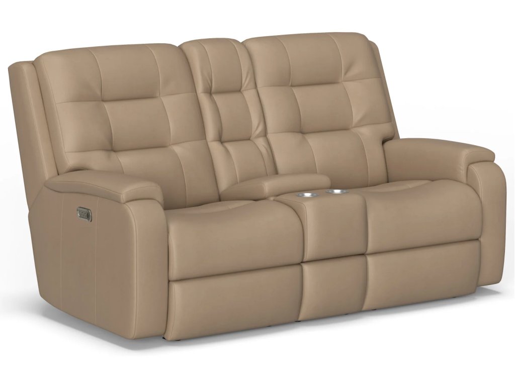 Arlo Leather Power Reclining Loveseat with Console & Power Headrests & Lumbar - main image