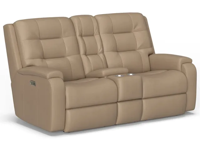 Arlo Leather Power Reclining Loveseat with Console & Power Headrests & Lumbar