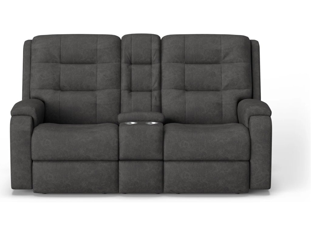 Arlo Leather Power Reclining Loveseat with Console & Power Headrests & Lumbar - image 1