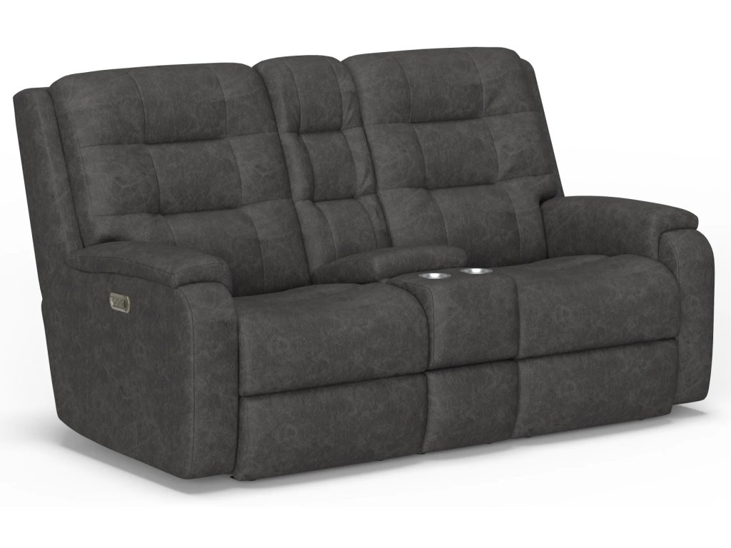 Arlo Leather Power Reclining Loveseat with Console & Power Headrests & Lumbar - image 3