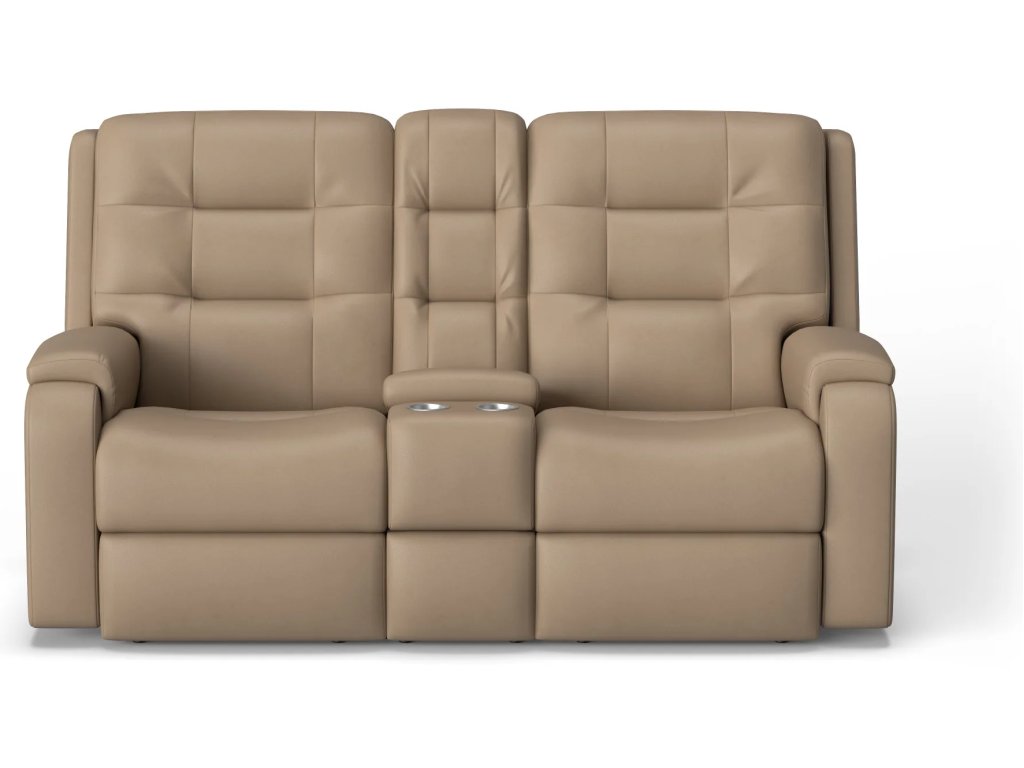 Arlo Leather Power Reclining Loveseat with Console & Power Headrests & Lumbar - image 4