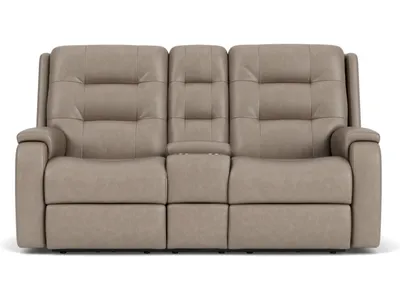 Arlo Leather Reclining Loveseat with Console