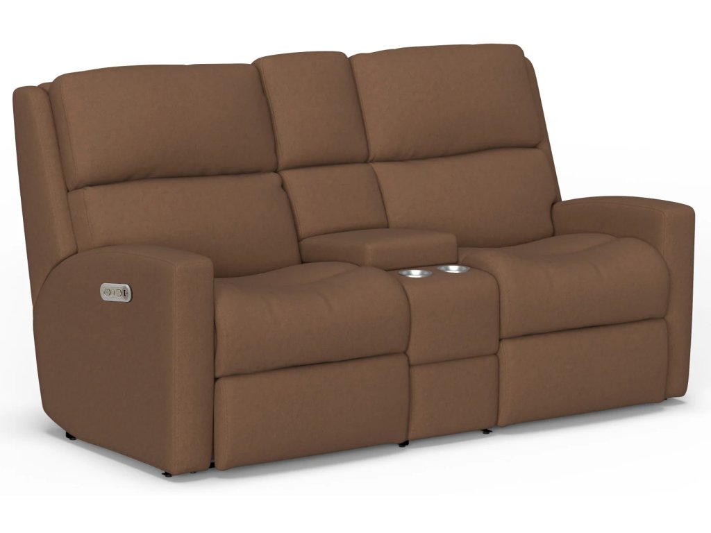Catalina Leather Power Reclining Loveseat with Console & Power Headrests - main image