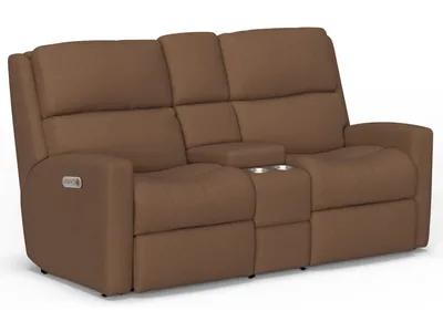 Catalina Leather Power Reclining Loveseat with Console & Power Headrests