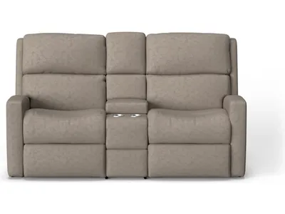 Catalina Leather Power Reclining Loveseat with Console & Power Headrests