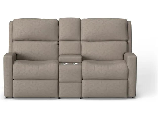 Catalina Leather Power Reclining Loveseat with Console & Power Headrests