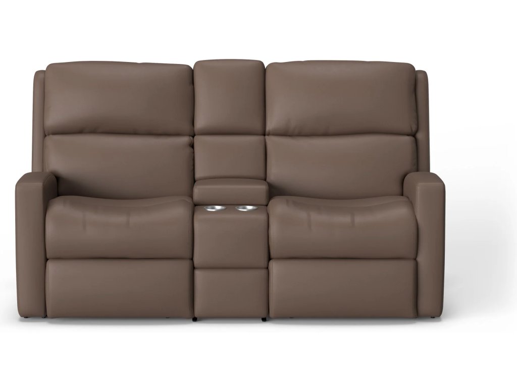 Catalina Leather Power Reclining Loveseat with Console - image 1