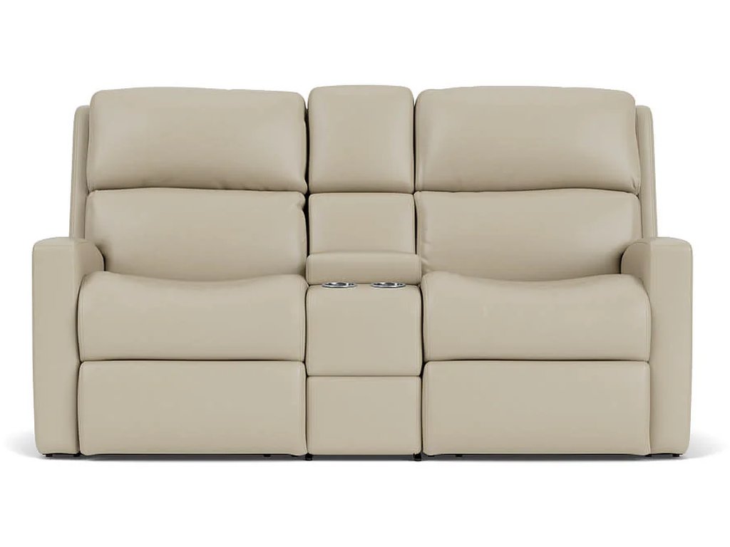 Catalina Leather Reclining Loveseat with Console - image 1