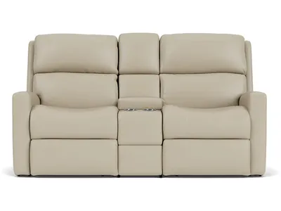 Catalina Leather Reclining Loveseat with Console