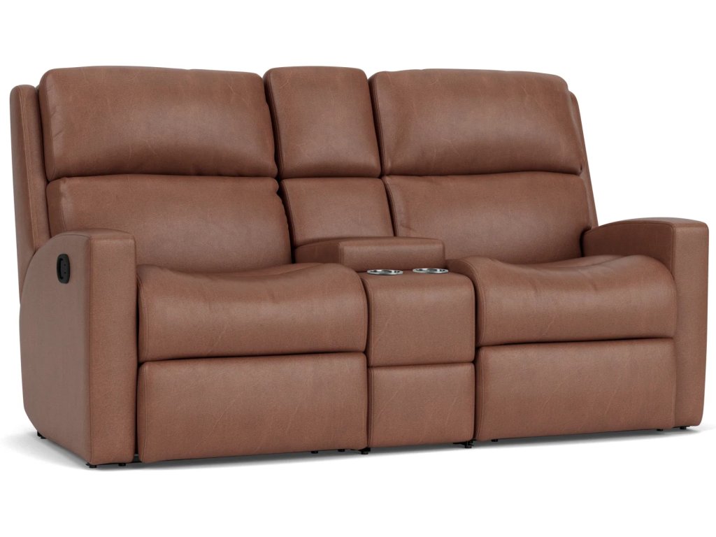Catalina Leather Reclining Loveseat with Console - image 3