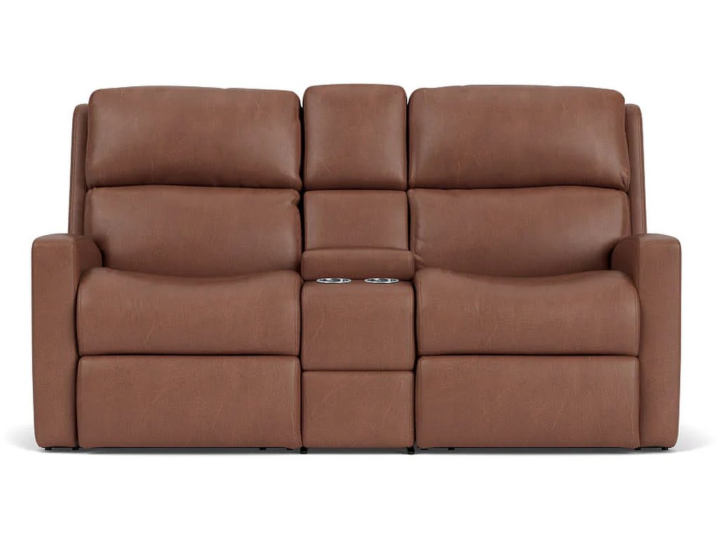 Catalina Leather Reclining Loveseat with Console - image 4