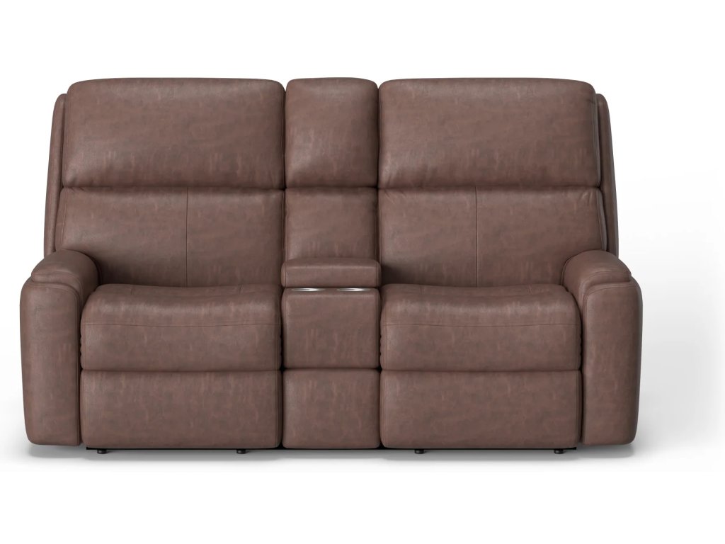 Rio Leather Power Reclining Loveseat with Console & Power Headrests - image 1