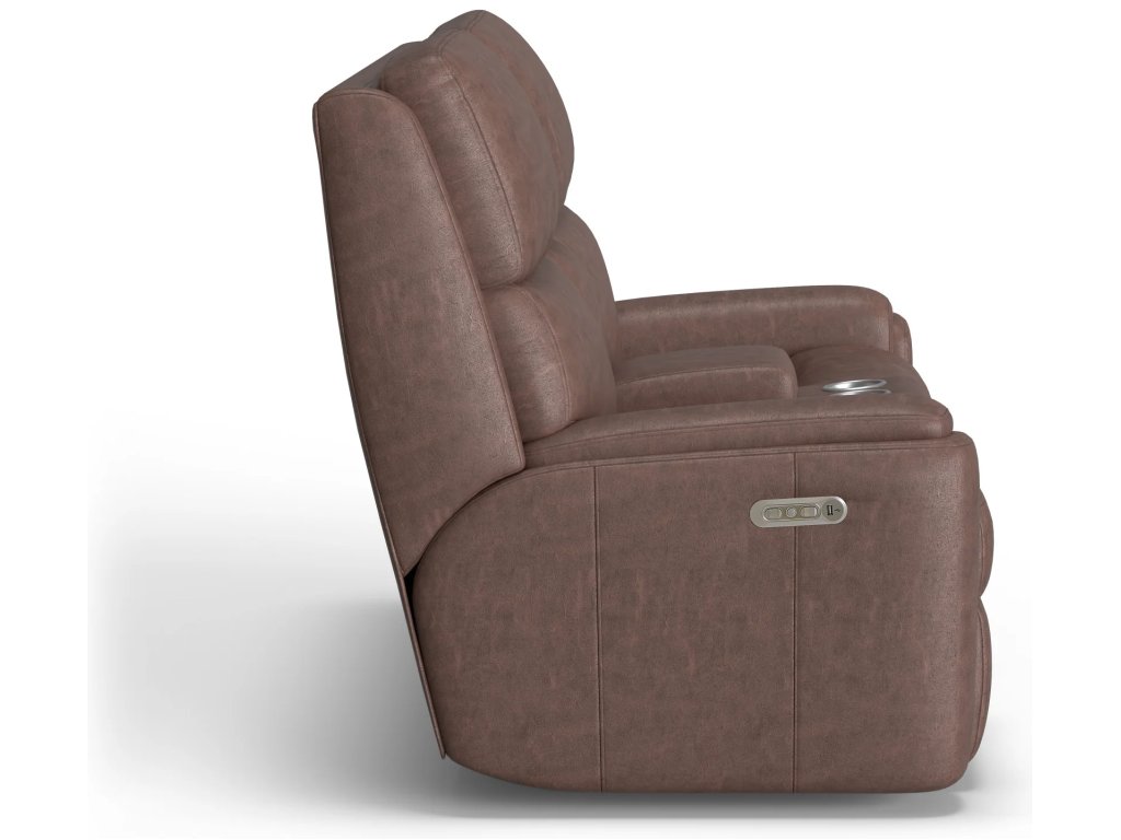 Rio Leather Power Reclining Loveseat with Console & Power Headrests - image 2