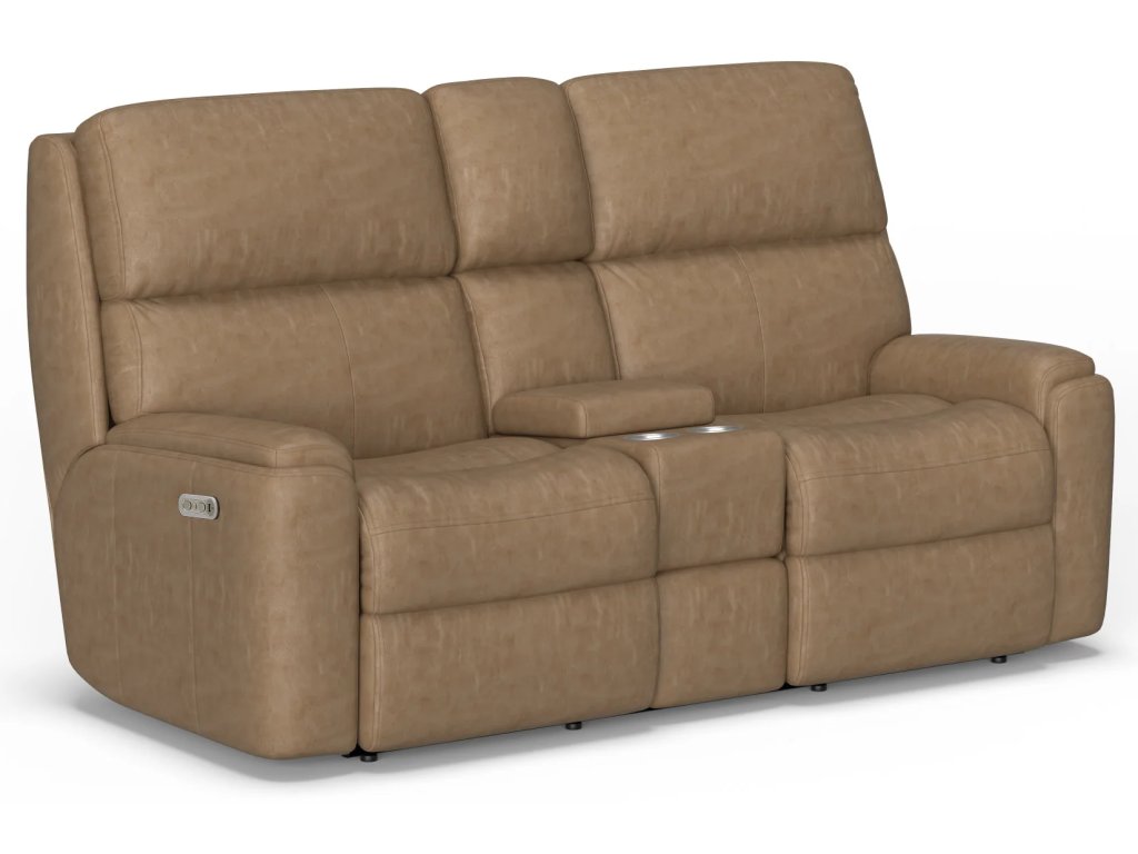 Rio Leather Power Reclining Loveseat with Console & Power Headrests - image 3