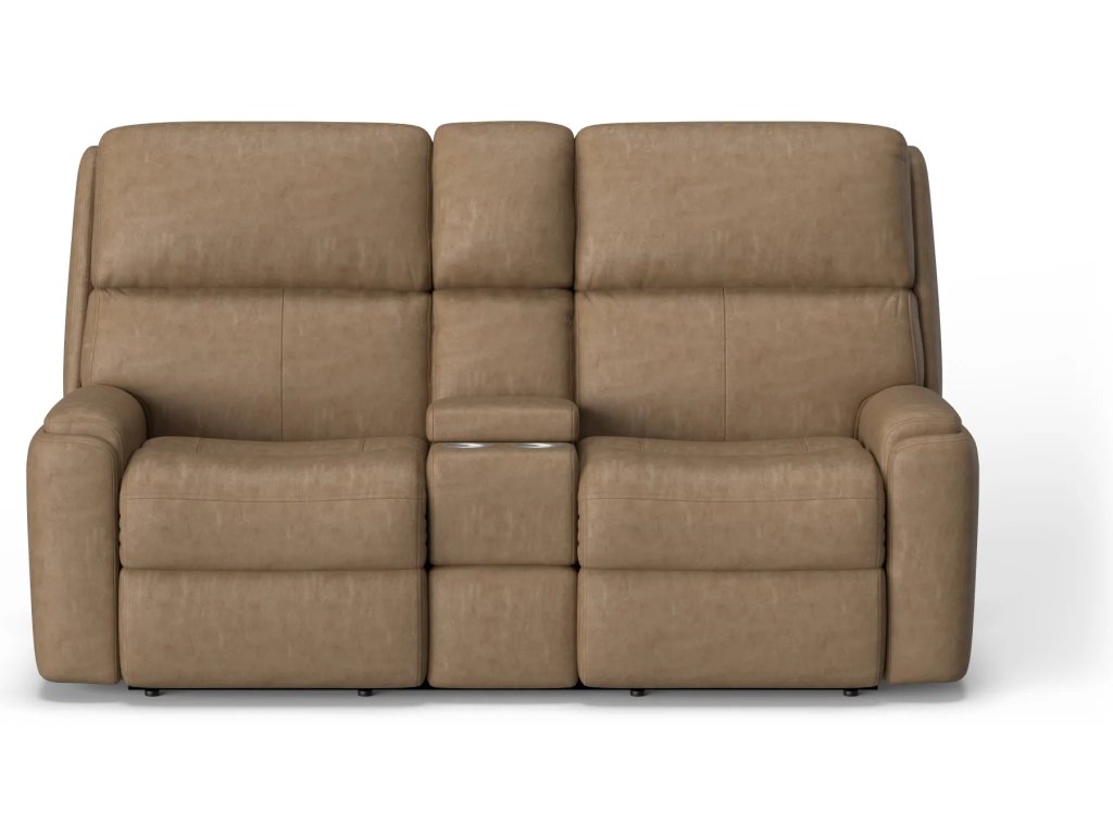 Rio Leather Power Reclining Loveseat with Console & Power Headrests - image 4