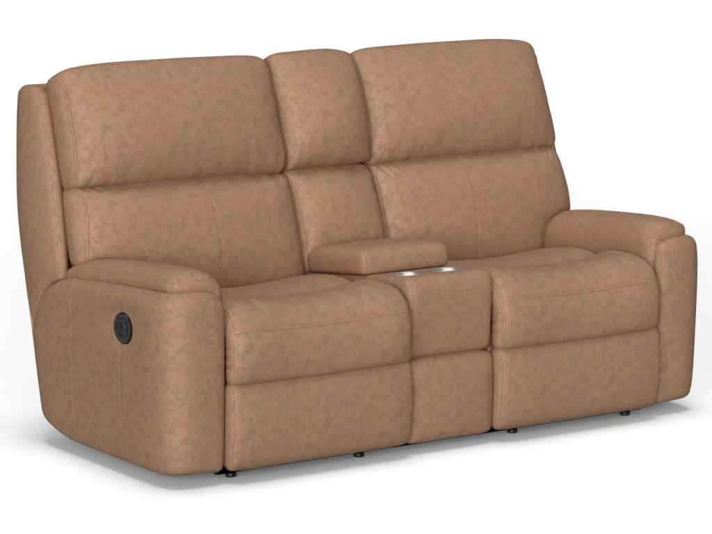 Rio Leather Power Reclining Loveseat with Console - main image