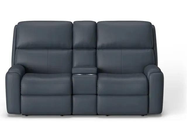 Rio Leather Power Reclining Loveseat with Console