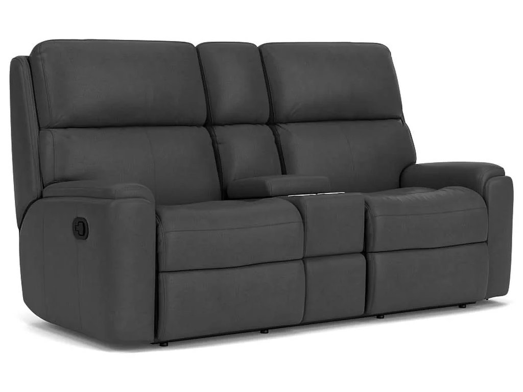 Rio Leather Reclining Loveseat with Console - main image
