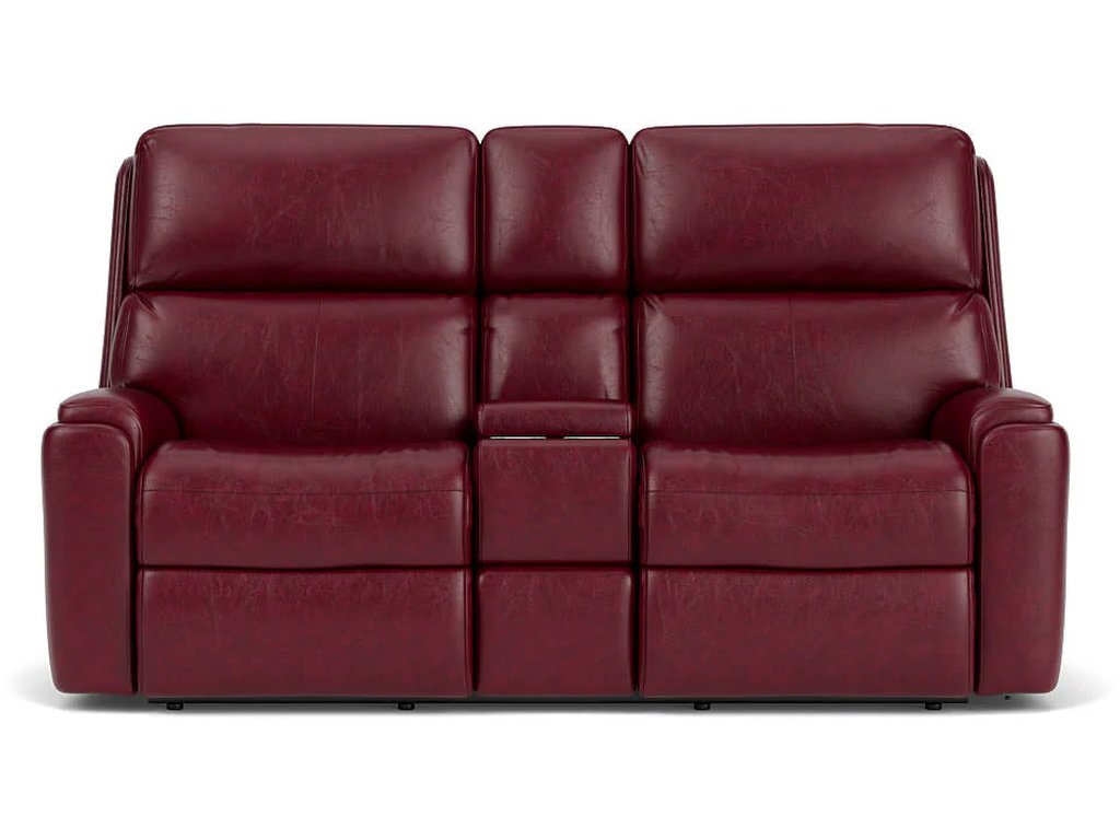 Rio Leather Reclining Loveseat with Console - image 1