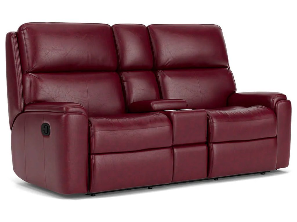 Rio Leather Reclining Loveseat with Console - image 3