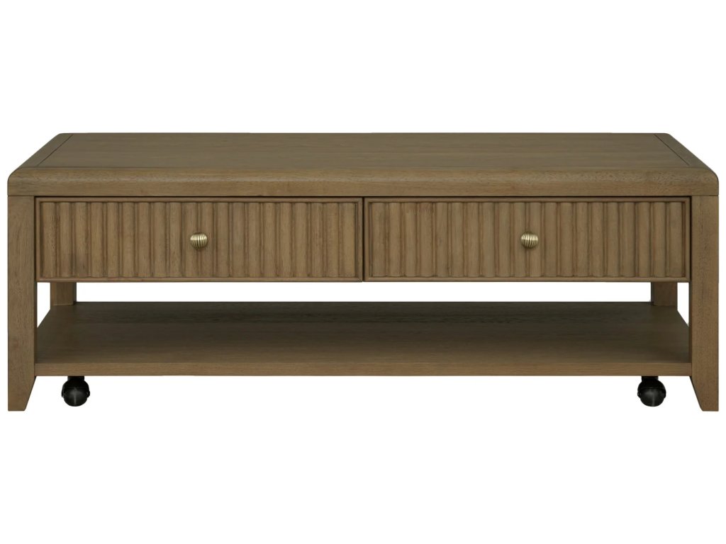 Reed Rectangular Coffee Table with Casters - image 2
