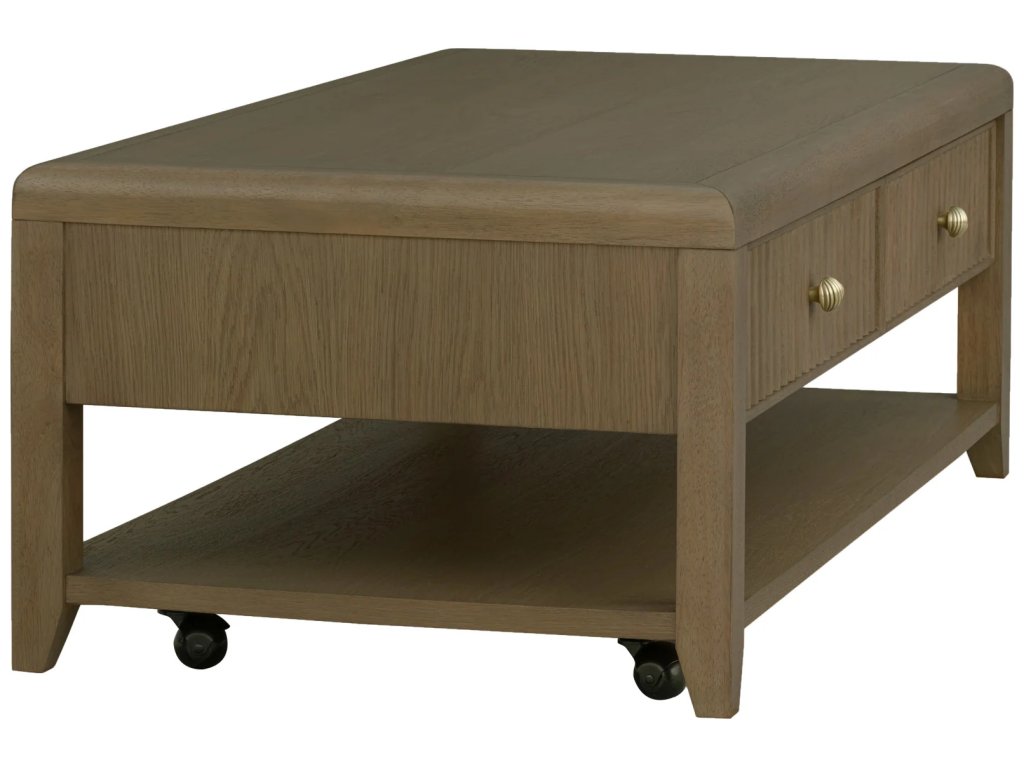 Reed Rectangular Coffee Table with Casters - image 3