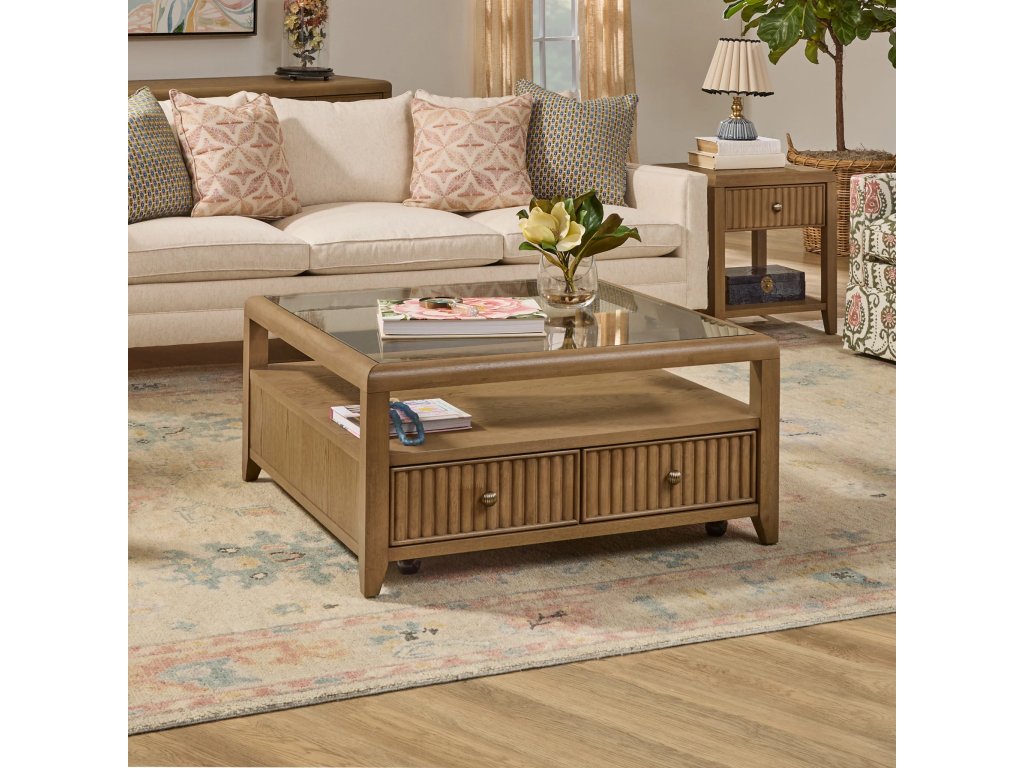 Reed Square Coffee Table with Casters - main image