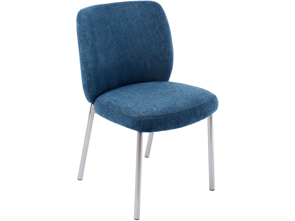 Fomo Chenille-upholstered Stainless Steel Base Dining Chair in Azure - image 1