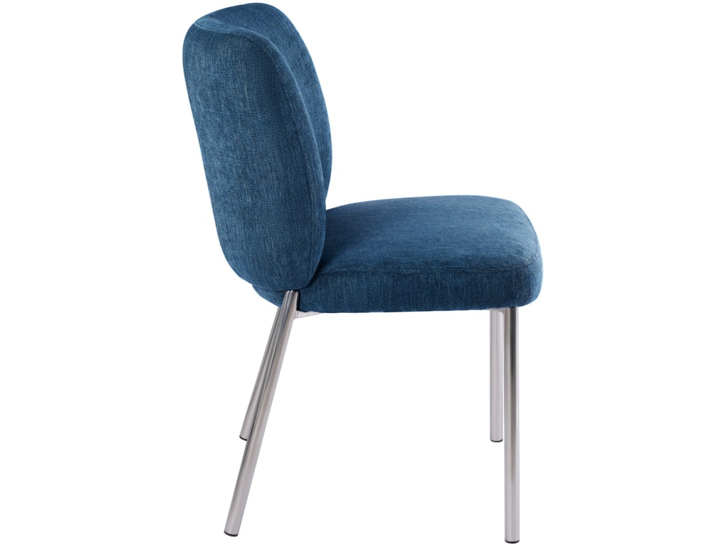 Fomo Chenille-upholstered Stainless Steel Base Dining Chair in Azure - image 2
