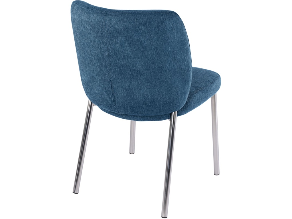 Fomo Chenille-upholstered Stainless Steel Base Dining Chair in Azure - image 3