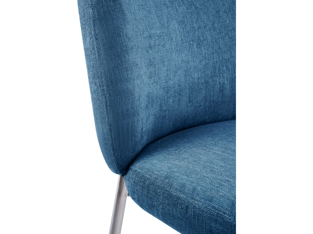 Fomo Chenille-upholstered Stainless Steel Base Dining Chair in Azure - image 4