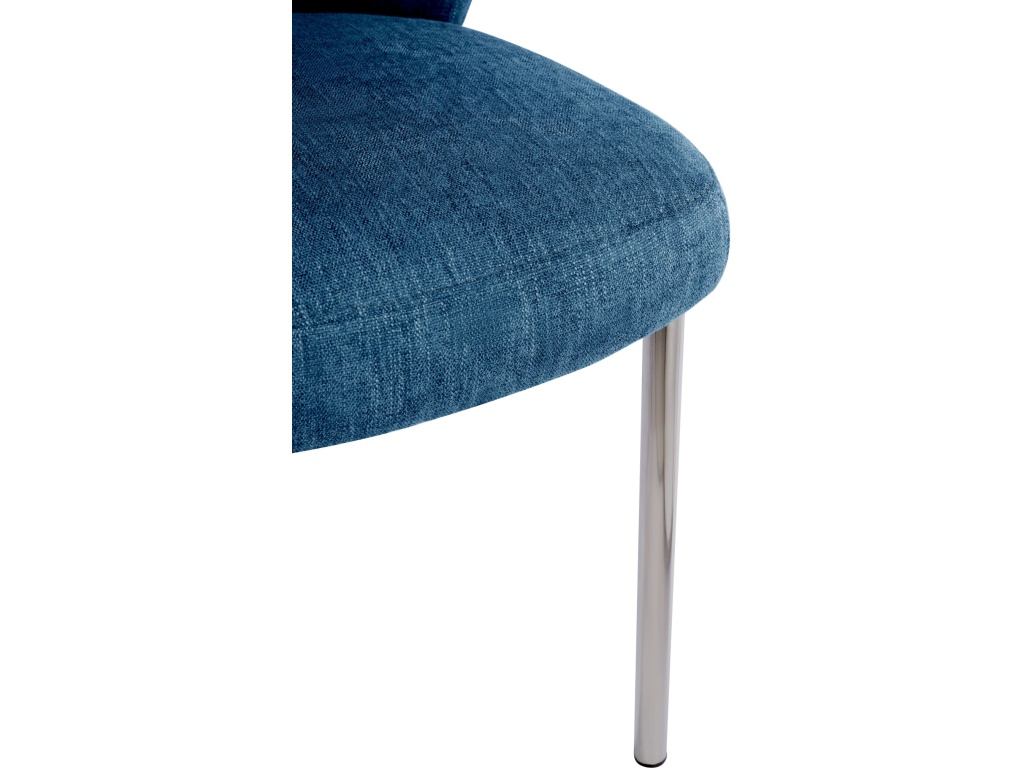 Fomo Chenille-upholstered Stainless Steel Base Dining Chair in Azure - image 5
