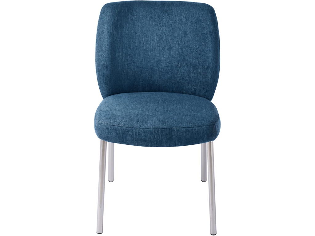 Fomo Chenille-upholstered Stainless Steel Base Dining Chair in Azure - main image