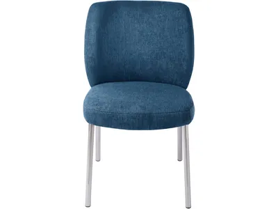 Fomo Chenille-upholstered Stainless Steel Base Dining Chair in Azure