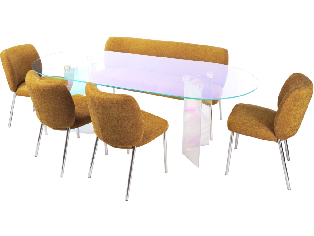 Fomo Chenille-upholstered Stainless Steel Base Dining Chair in Pineapple - image 6