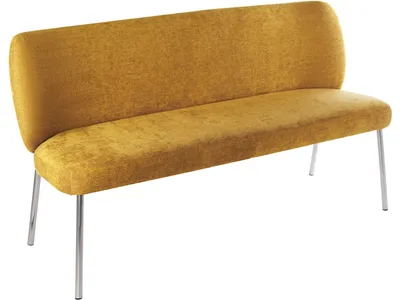 Fomo Chenille-upholstered Stainless Steel Base Settee in Pineapple