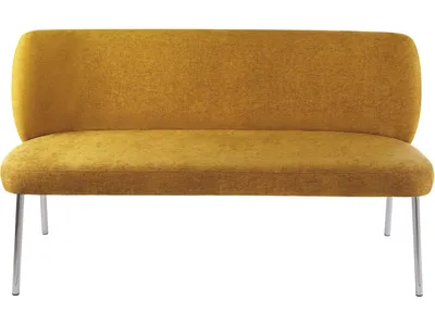 Fomo Chenille-upholstered Stainless Steel Base Settee in Pineapple