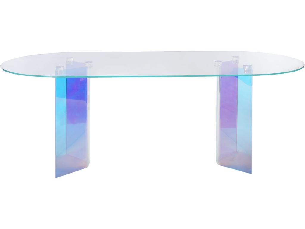 Fomo Double Pedestal Oval Dining Table in Iridescent Glass and Acrylic - image 1