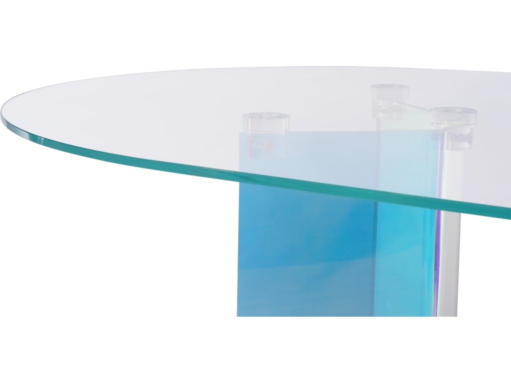 Fomo Double Pedestal Oval Dining Table in Iridescent Glass and Acrylic - image 2