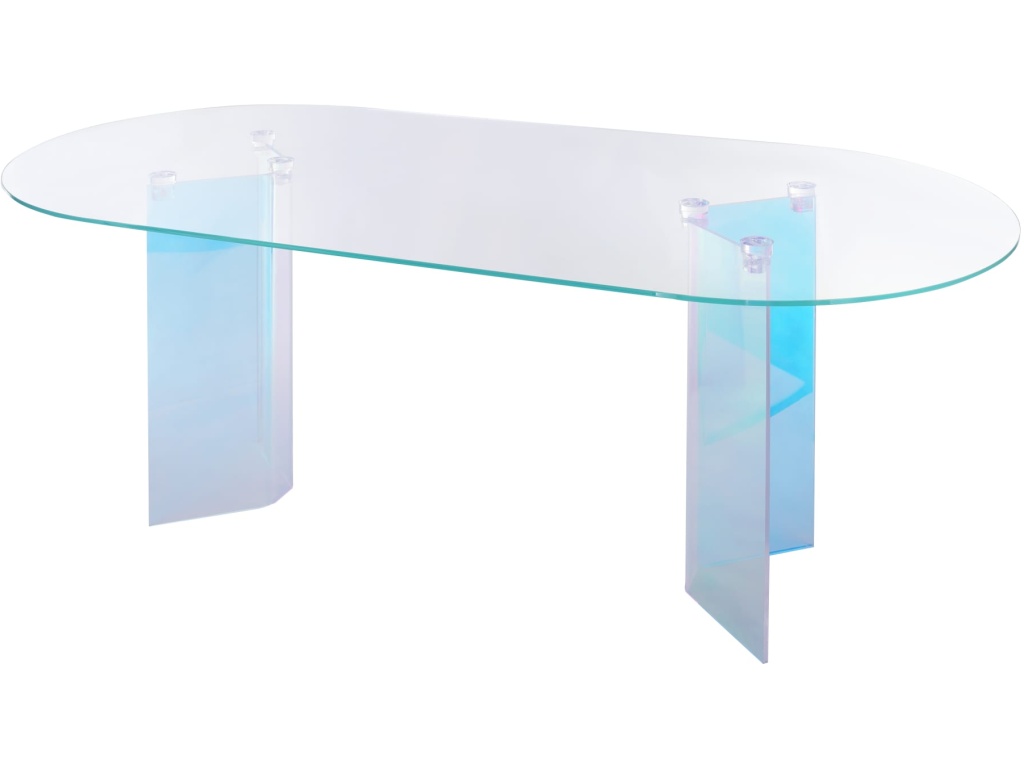 Fomo Double Pedestal Oval Dining Table in Iridescent Glass and Acrylic - main image