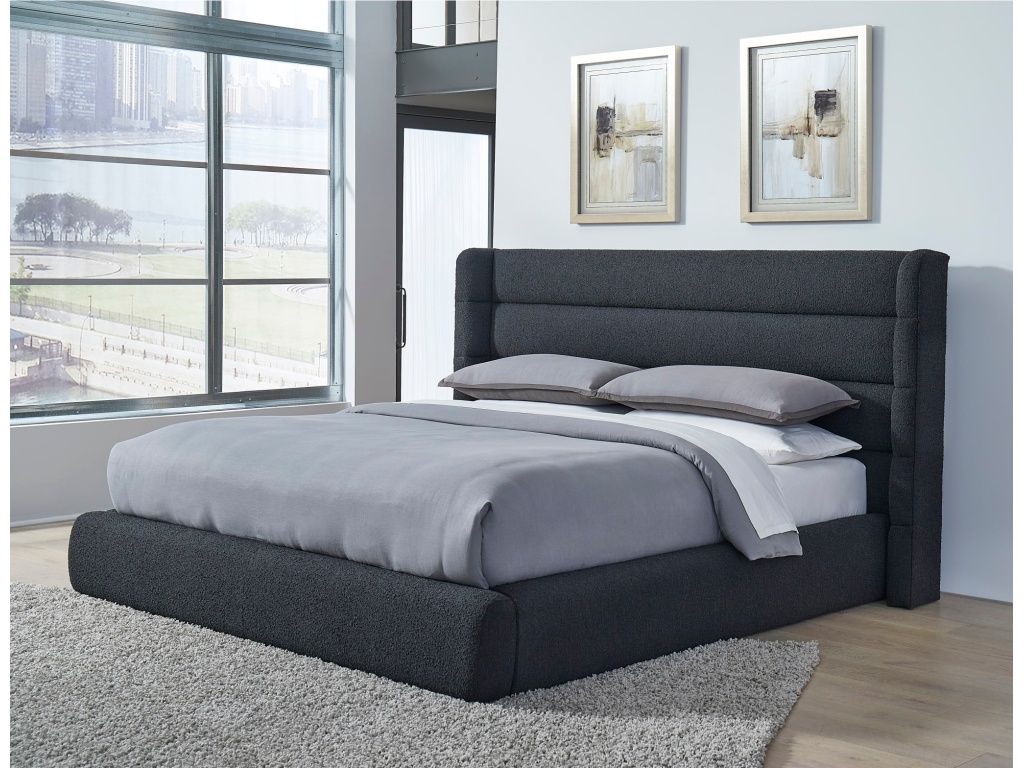 Frank Upholstered Wingback Platform Bed in Ember Boucle - main image