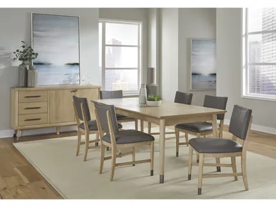 Franklin Dining Chair in Au Natural and Gray Leather