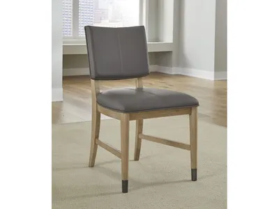 Franklin Dining Chair in Au Natural and Gray Leather