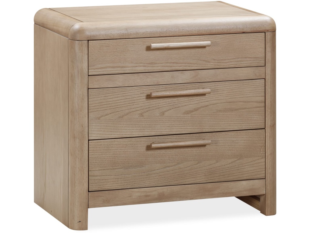 Furano Three Drawer Ash Wood Nightstand in Ginger - image 2