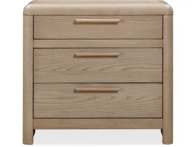 Furano Three Drawer Ash Wood Nightstand in Ginger