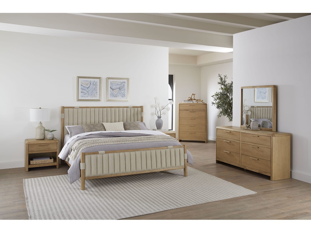 Furano Upholstered Panel Bed in Ginger and Brun Boucle - image 1