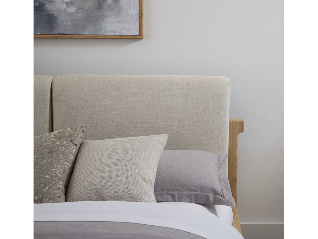 Furano Upholstered Two Cushion Platform Bed in Ginger and Natural Linen - main image