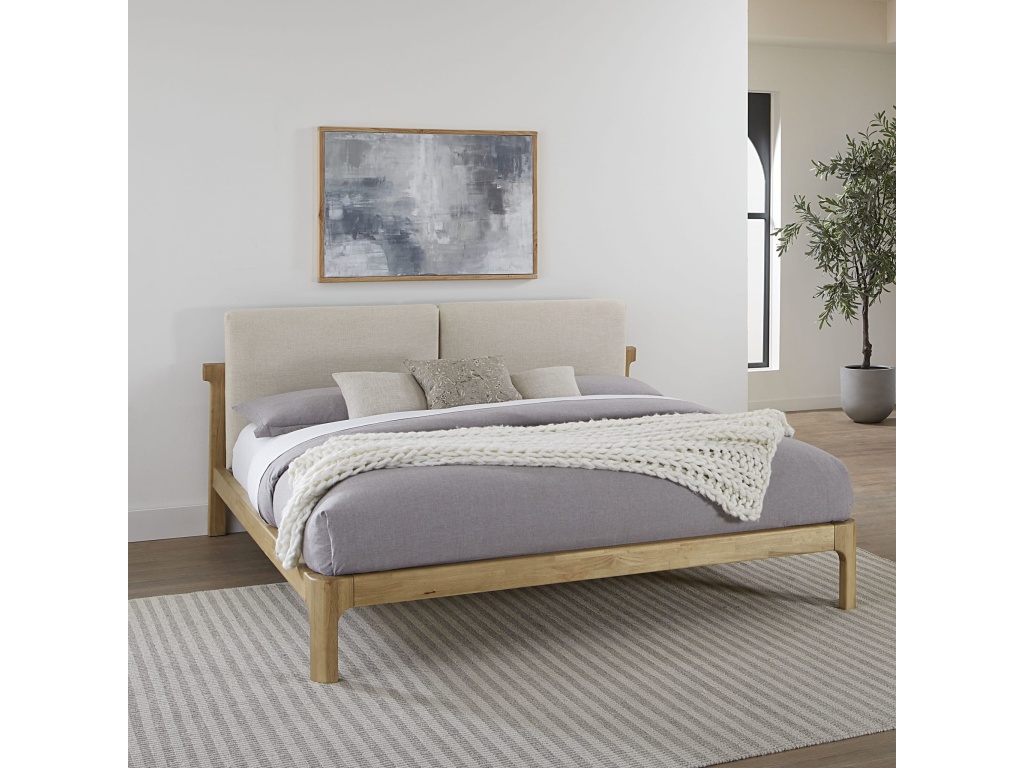 Furano Upholstered Two Cushion Platform Bed in Ginger and Natural Linen - image 9